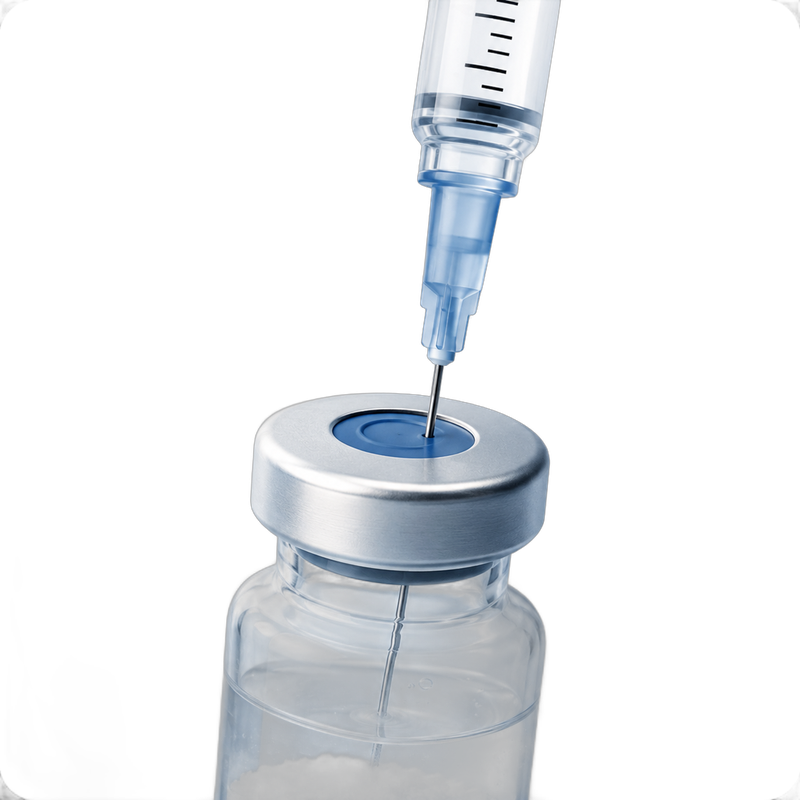 Reconstitute: adding bacteriostatic water to the peptide vial with a syringe